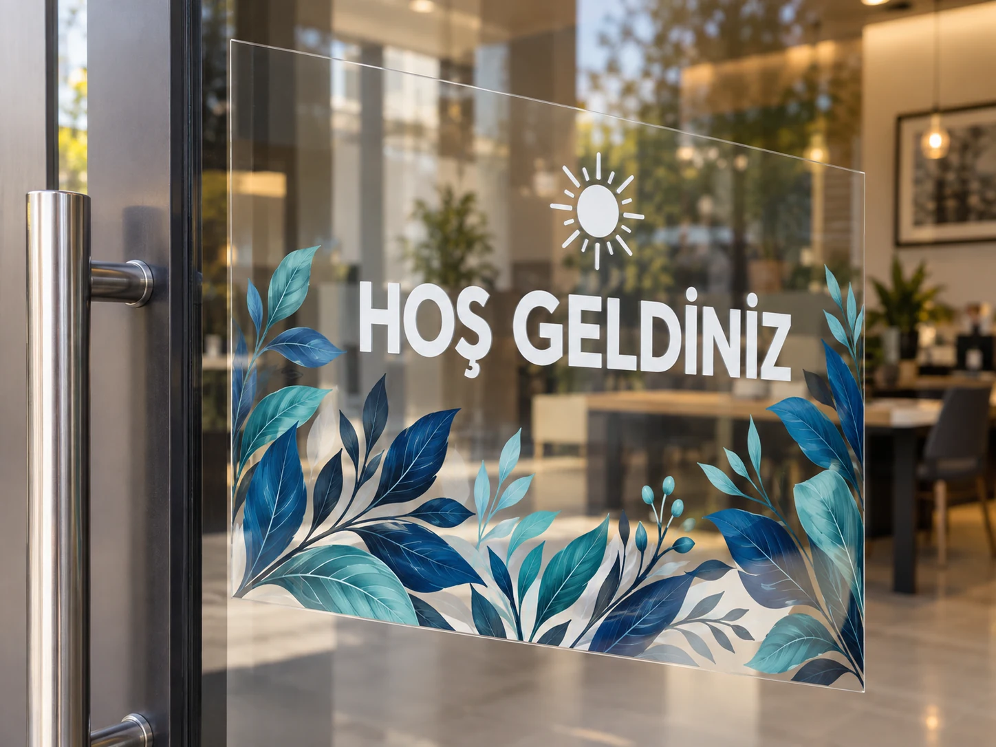 Şeffaf folyo üzerinde kurumsal vitrin uygulaması · uygulama örneği