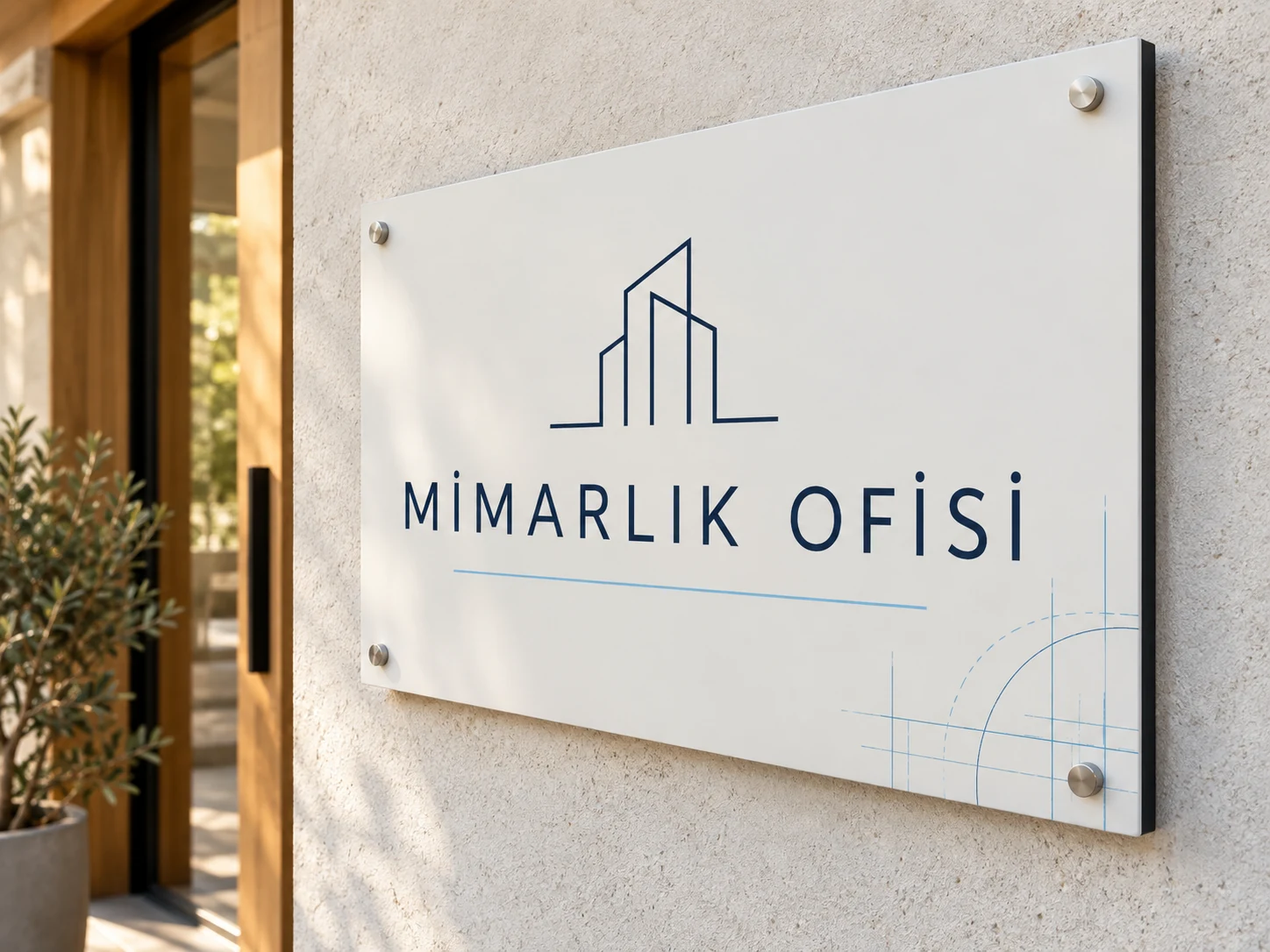 Kompozit levha üzerinde kurumsal firma tabelası · uygulama örneği