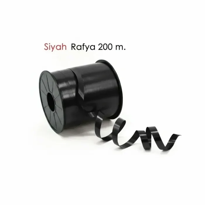 8MM DÜZ SİYAH ŞERİT RAFYA 200 METRE